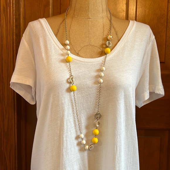 EUC Banana Republic Yellow/White/Gold Necklace - Adjustable 36” - Picture 4 of 12